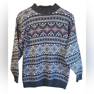 American Pride Vintage Nordic Patterned Sweater Crew Neck Size Large